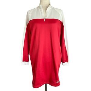 PUMA Red & White Quarter Zip Turtleneck Crew Dress Size Small Sporty Chic Casual